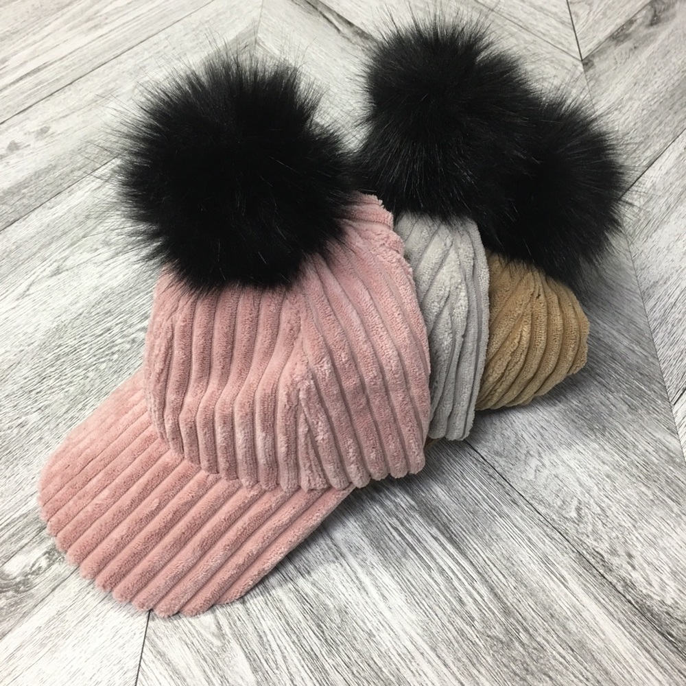 Velvet Cap with Pom Pom - Picture 8 of 8